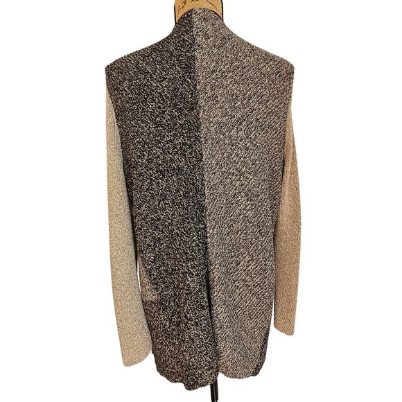 Eileen Fisher Wool Linen Open Cardigan Sweater Colorblock Gray Size XL, NEW - Picture 4 of 9